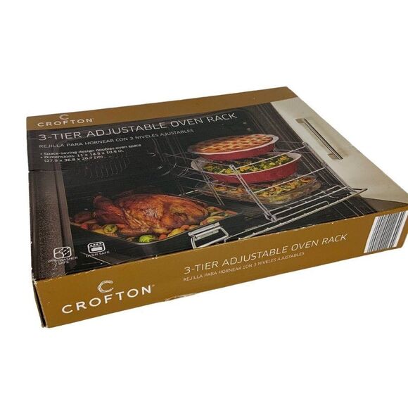Crofton 3 Tier Adjustable Oven Rack Space Saving Cooking Helper Holidays - Picture 2 of 3